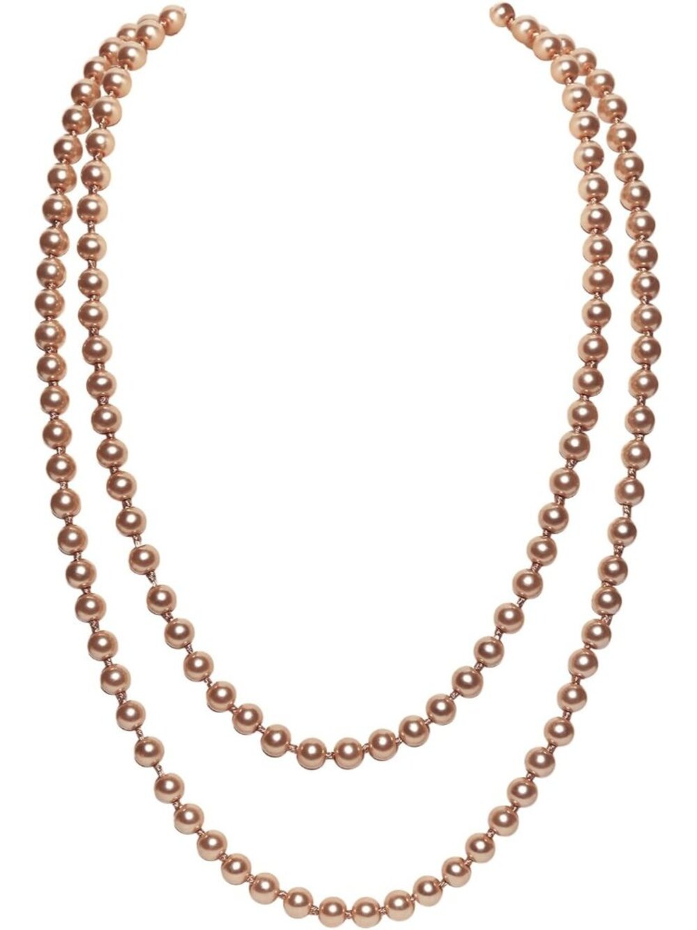 Women's Champagne Pearl Necklace 59 Inch Long Faux Pearl 1920s Flapper Choker